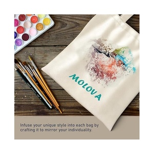 <b>Plain</b> Blank <b>Canvas</b> Cotton Tote Bag, Reusable Durable Shoulder Handbag for Work Shopping Daily Use OEM ODM Custom Logo - Product Image 5
