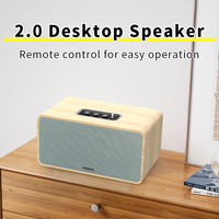 Enceinte de table amplifiée en bois 2.0 canaux 40W RMS avec woofer 4 pouces, son stéréo, pour ordinateur, maison, bureau, télécommande, en plastique