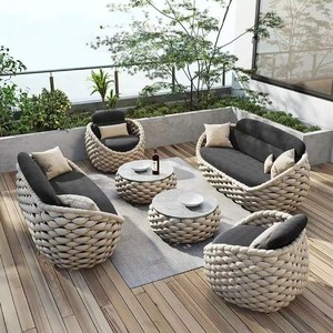 Set di Divani da Esterno in Vimini Moderno a Prezzo di Fabbrica, Aggiunge un Tocco Naturale per Villa, Terrazza, Cortile e <span class=keywords><strong>Giardino</strong></span> - Product Image 5
