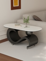 Table basse en dalle de pierre de luxe léger pour salon, usage domestique, sensation haut de gamme, moderne et simple, table d'appoint de canapé combinée avec roulettes, durable
