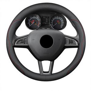 Funda de Cuero para Volante de Coche para Skoda VRS Kodiaq Karoq Kamiq Octavia A5 A7 RS Scala Superb <span class=keywords><strong>Yeti</strong></span> Fabia 2 ENYAQ Citigo Vis - Product Image 1