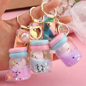 Popular Items Cute Cat Liquid Key Chain <b>Floating</b> Quicksand Keychain Drifting Bottle Pendant - Product Image 2