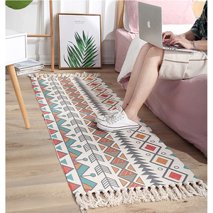 Tapisserie murale géométrique Style bohème, en coton, lin, avec pompon, décoratif pour la maison, 1 pièce - Product Image 2