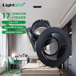 Support de Module LED Encastré pour Plafonnier, Cadre de Luminaire <span class=keywords><strong>GU10</strong></span> MR16 en Aluminium, Fer et Plastique, Rond ou Carré pour Bureau - Product Image 1