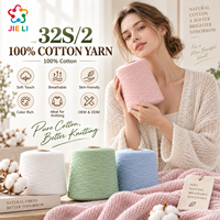 Fil à tricoter 100% coton 32S/2, filé à anneaux, pur coton, pour vêtements et tissus, tricotage, vêtements tricotés et textile de maison