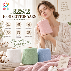 Fil à tricoter 100% coton 32S/2, filé à anneaux, pur coton, pour vêtements et tissus, tricotage, vêtements tricotés et textile de maison - Product Image 1