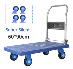 Ripiegabile del volume d'affari del carico con pianale di plastica blu fino alla capacità massima di 500kgs 4 ruote carrello per la movimentazione dei materiali - Product Image 2