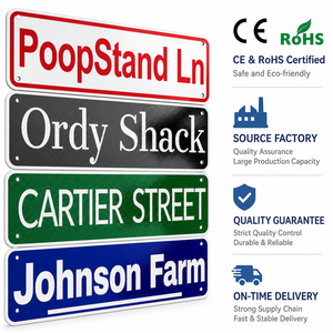 Nouvel ensemble de panneaux de signalisation routière réfléchissants en aluminium, imprimés UV, avec motifs PoopStand Ln Ordy Shack Street & Johnson Farm, pour décoration - Product Image 1