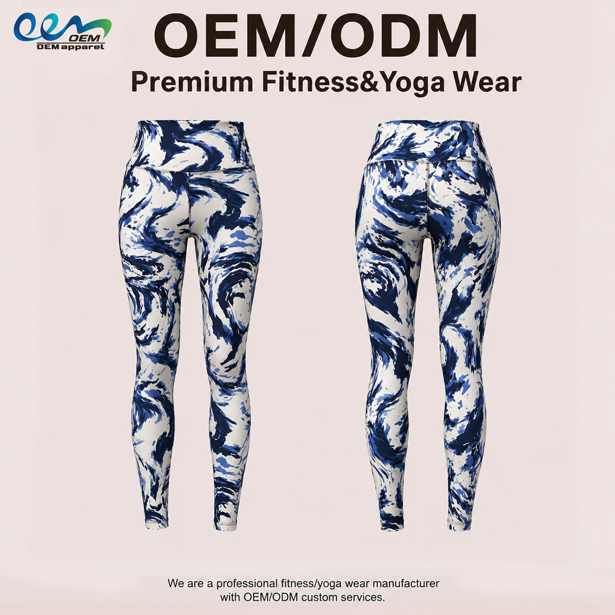 OEM ODM Sportswear Manufacturer Custom Blue Marble All Over Print Fitness Apparel Women's Workout Yoga Leggings for Gym Pilates