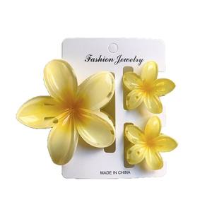 Adorables petites pinces à cheveux en forme de griffe de requin à fleurs, mignonnes en plastique/PC, tendance pour les coiffures mi-hautes, ensemble de pinces à cheveux douces en plumeria - Product Image 5
