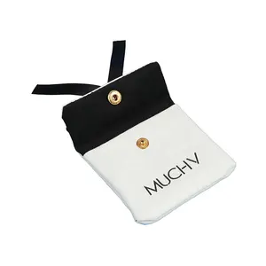 Custom Logo Printed Cotton Gift Silk Satin Drawstring Jewelry Pouch Bags Packaging With Logo