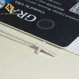 Iced Out Classic Round Cut <b>Women</b> Link <b>Chain</b> 925 <b>Sterling</b> <b>Silver</b> VVS Moissanite Diamond <b>Women</b> Jewelry Cross Pendant Necklace - Product Image 5