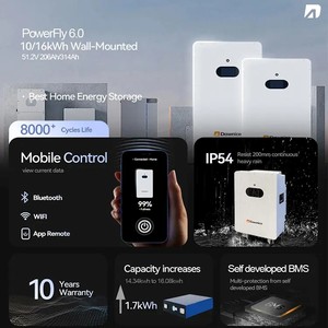 Da Wn Ice 10kw LiFePO4 Stackable Solar <b>Battery</b> with Hybrid Grid Support IP65 Protection CAN Communication - Product Image 2