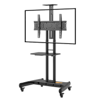 Support TV mobile robuste avec rotation à 360° °    Étagères AV à double niveau avec roulettes silencieuses et support réglable en hauteur pour écrans de 32 à 70 pouces