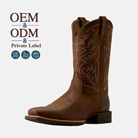 CHENO OEM ODM Vente en gros Bottes de cowboy en cuir pour hommes à bout carré, style western, personnalisées, avec broderie