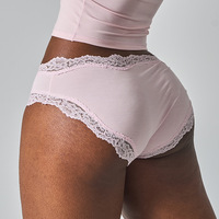 Celana Dalam Wanita Model High-Rise Hip Triangle Seksi Bahan Katun Modal Berenda Motif Polos Kain Rajut Bernapas Pasokan ODM Logo