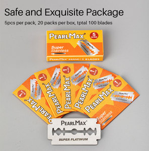 Pearlmax Bán Buôn Biểu Tượng Tùy Chỉnh Thương Hiệu Thép Không Gỉ Đôi Cạnh Lưỡi Dao An Toàn Dao Cạo Cho Nam Giới Khác Nhau Công Cụ Cạo Râu Lưỡi Cắt Tóc - Product Image 4