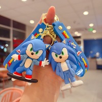 Porte-clés tendance et créatif, personnage d'anime Sonic, en PVC souple, figurine 3D mignonne de dessin animé, design moderne, pendentif pour sac et voiture