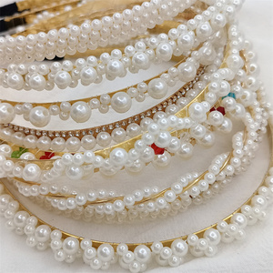 Diademas de aleación con cuentas de perlas hechas a mano, diademas de diamantes de imitación para <span class=keywords><strong>mujer</strong></span>, accesorio para el cabello - Product Image 6