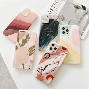 Shockproof IMD Phone Case For iPhone 13 13 Pro Max 12 11 Pro Max 12 mini Simple Marble Pattern Fashion Case Matte Back Cover