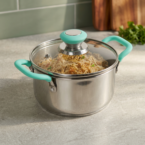 Stainless Steel Casserole <b>Pot</b> With Glass <b>Lid</b> And Silicone Handles Round Durable For Gas And Induction Cookers Dishwasher Safe - Product Image 2