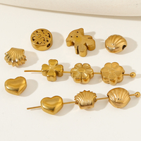 Perles intercalaires HongTong en forme de fleur de lavande avec pendentif doré en acier inoxydable pour bijoux DIY, colliers, bracelets, vente en gros de perles en vrac