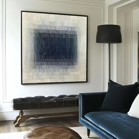 Wabi-Sabi peinture texturée Art mural abstrait neutre en toile peinte à la main minimaliste beige et bleu pour la décoration intérieure moderne