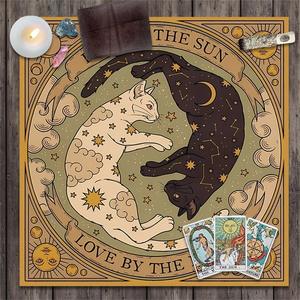 Tovaglia Tarocchi Yin-Yang con Gatto per Stregoneria e Astrologia, Divinazione, Decorazione Casa con <span class=keywords><strong>Carta</strong></span> dei Tarocchi 'Conosci Te Stesso' per San Valentino - Product Image 3