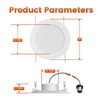 Lampu Downlight LED 6 Inch Ultra Tipis Flat Wafer 120V 5CCT Dapat Dipilih 1000LM IC Tertutup Rapat Bersertifikasi FCC CCT 12 Watt Dapat Diredupkan