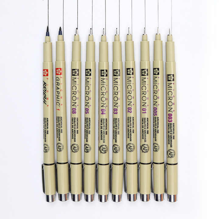 Sakura black colour micron pen needle drawing pen 003 005 01 02  