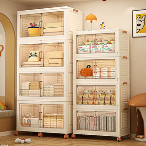 Бесплатная установка Rmier пластиковый ящик для хранения детей Прозрачный складной Штабелируемый Шкаф для хранения игрушек - Product Image 3