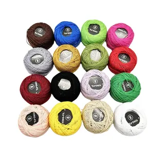 Crochet Thread Cotton Yarn Threads Balls 16 Balls Popular Rainbow Colors of Size 8 Crochet Thread 100% Long Staple Cotton Mercer