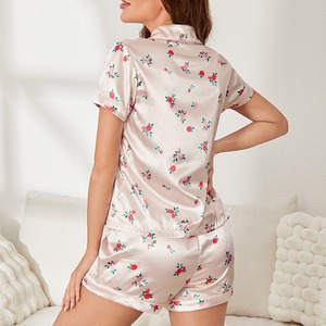 Abito pigiama in raso da donna <span class=keywords><strong>Sade</strong></span> con scollo a V stampato Shorts a maniche corte x taglia vestiti per la casa - Product Image 4