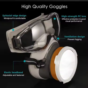 TeranHoo M101 masker debu kerja profesional Filter katalis silikon dapat digunakan kembali setengah wajah Anti polusi udara perlindungan klorin - Product Image 5