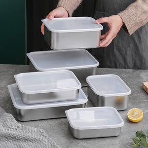 Food Storage Container Rectangle <b>Clip</b> On Lid Large Capacity For Camping Solid Color Stainless Steel - Product Image 5