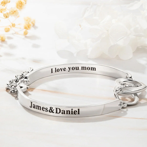 Bracelet jonc personnalisé en or plaqué avec inscription en forme de cœur infini, cadeau exclusif pour la fête <span class=keywords><strong>des</strong></span> mères, <span class=keywords><strong>bijoux</strong></span> - Product Image 4