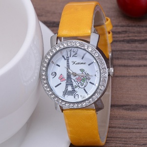 Reloj de Mujer Estilo Europeo Torre Eiffel, Correa de Cuero con Pedrería, Reloj de Cuarzo, Venta al Por Mayor de Fábrica - Product Image 4