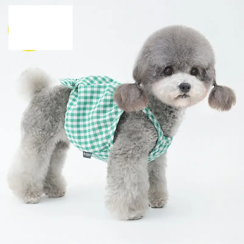 Pet Clothing Checkerboard Suspender Bow Cute Cool Spring And Summer Thin Style Dog Clothes