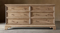 Meuble de rangement Rhoohill personnalisé en chêne, style campagne française vintage, commode à 6 tiroirs en bois massif