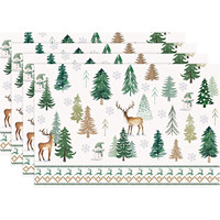 Ensemble de 4 sets de table de Noël, 12x18 pouces, motifs sapins, rennes, bonhommes de neige, flocons de neige, lavables, pour la décoration des fêtes