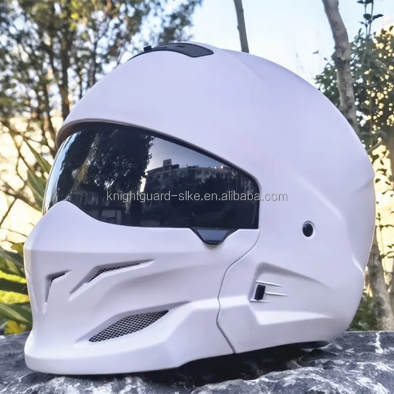 SLKE Retro Fashion white knight motorbike Scorpion classic full face 3-4 face helmet men's DOT motorcycle scooter helmet