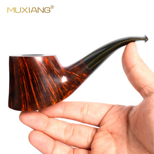MUXIANG Tobacco Pipe Bent Type Solid Wood 3mm Filter Men's Smoking Pipe - Product Image 1