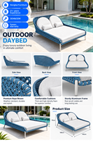 Chaise longue double de luxe pour l'extérieur, en corde tressée, avec coussins, pour piscine, hôtel, resort, villa