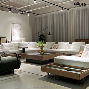 NORYA Italian Modern Fabric L-shaped Combination Soft Sofa Living Room Wood Furniture Oak Wood Furniture Sofa Set