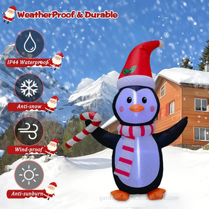 Pingüino de Navidad inflable de 4 pies con bastón de caramelo, decoración de patio de vacaciones para invierno, césped al aire libre, jardín, fiesta festiva - Product Image 6