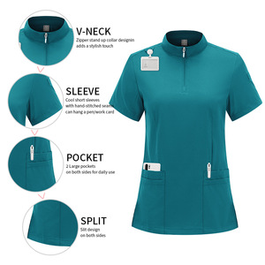 Women Scrub Set Moisture Wicking Split Uniform Hospital Workwear Teal Blue Navy Black Sizes S XXL - Product Image 3