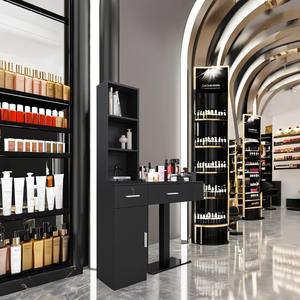 Gabinete de barbero de pintura negra de madera de diseño de tienda de peluquería personalizado - Product Image 6