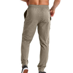 100% Cotton Mid Waist <b>Slim</b> <b>Fit</b> <b>Jogger</b> Sweatpants Breathable <b>Men's</b> Custom Logo Printed Casual Pants - Product Image 2