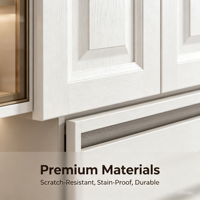 Meuble sous-évier moderne, durable et écologique en bois ignifuge avec portes vitrées et charnières, finition laquée blanche