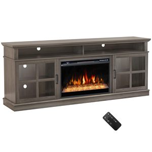 Meuble TV moderne en bois SENYU avec foyer électrique et rangement en vitrine pour salon, 50-54 pouces - Product Image 4